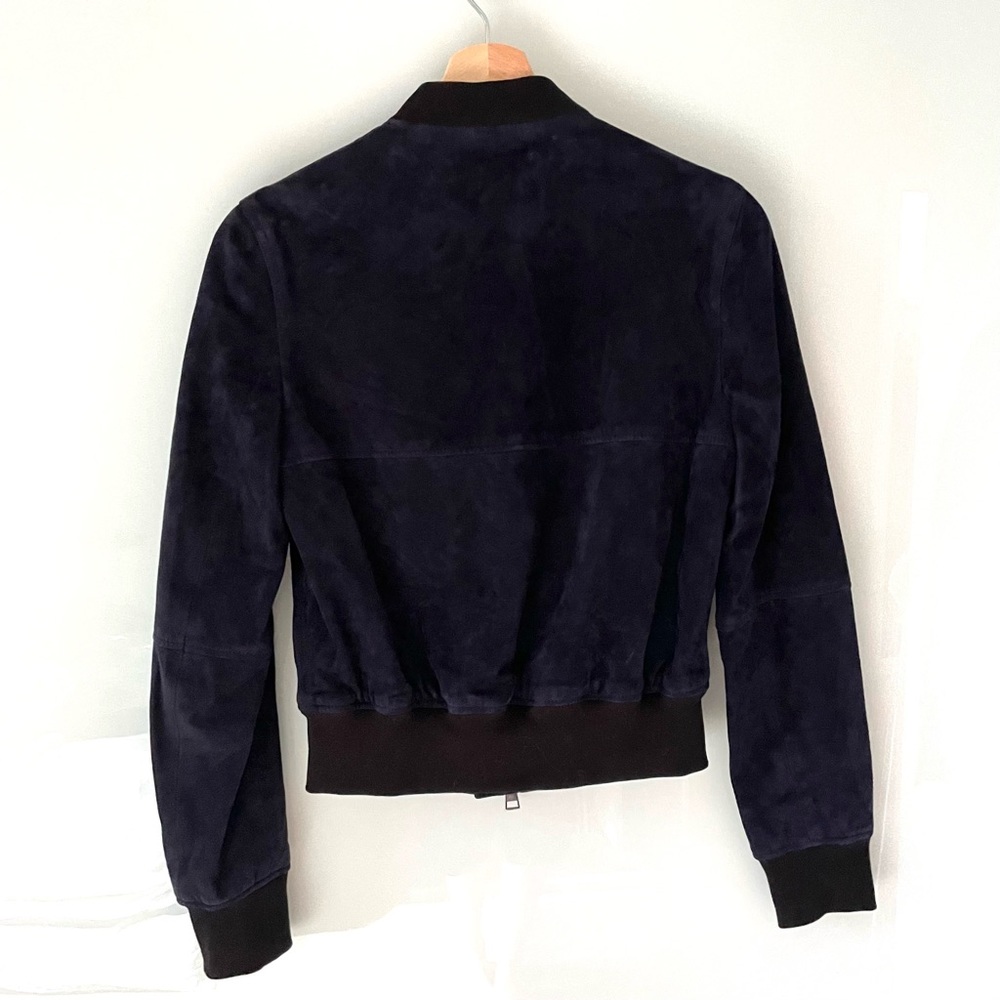 Theory Daryette S Benna Suede Lamb Leather Bomber Jacket Navy Blue Size SP - Picture 9 of 15